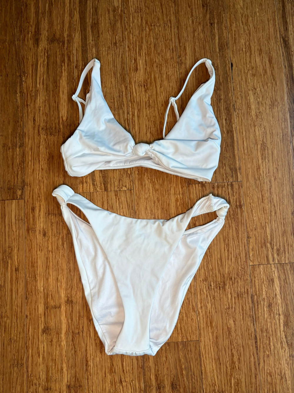 Asos Design White Bikini Set Ring Front High Cut Size 4